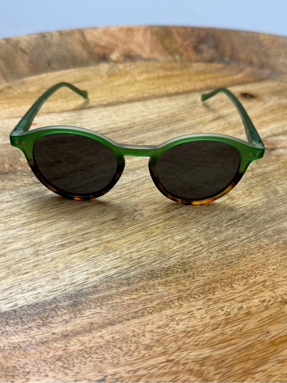 Green Tortoise Polarized Round Sunglasses Retro Panto 48-21-140